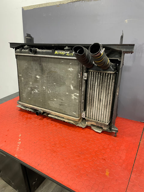 Peugeot Partner/Citroen Berlingo COMPLETE SLAM PANEL w/ RADIATOR,AC CONDENSER,FAN,RESISTOR,INTERCOOLER, & SIDE COVER MK2 1.6 HDI 2016-2018 P/N 9682720580 - 1