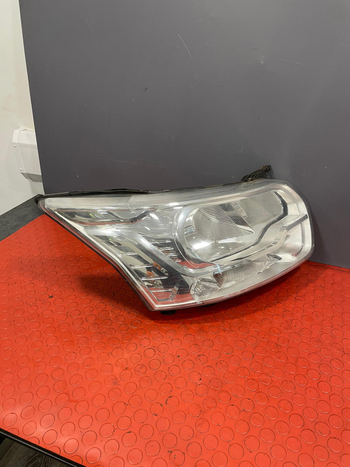 Ford Transit HEADLIGHT HALOGEN BULB with LED DRL CHROME Driver's Side 2013-2018 P/N BK3113D152AE / BK3113D152B